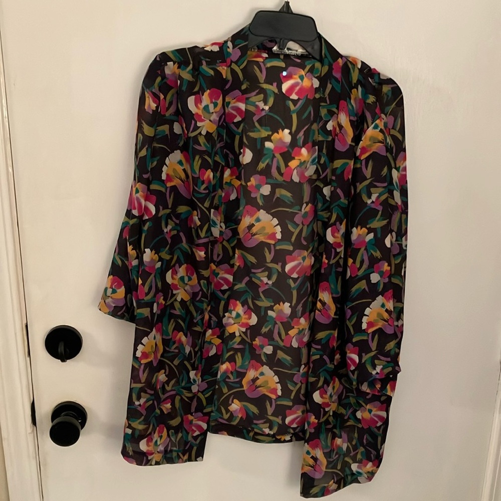 Vintage Edith Martin California Paintbrush Flower Sheer Top